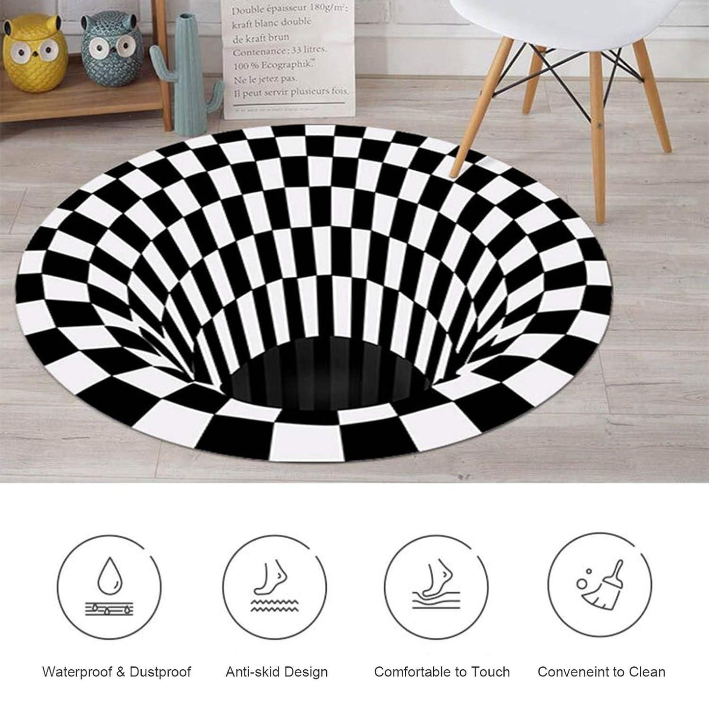 Round 3D Printed Illusion Rug Carpet